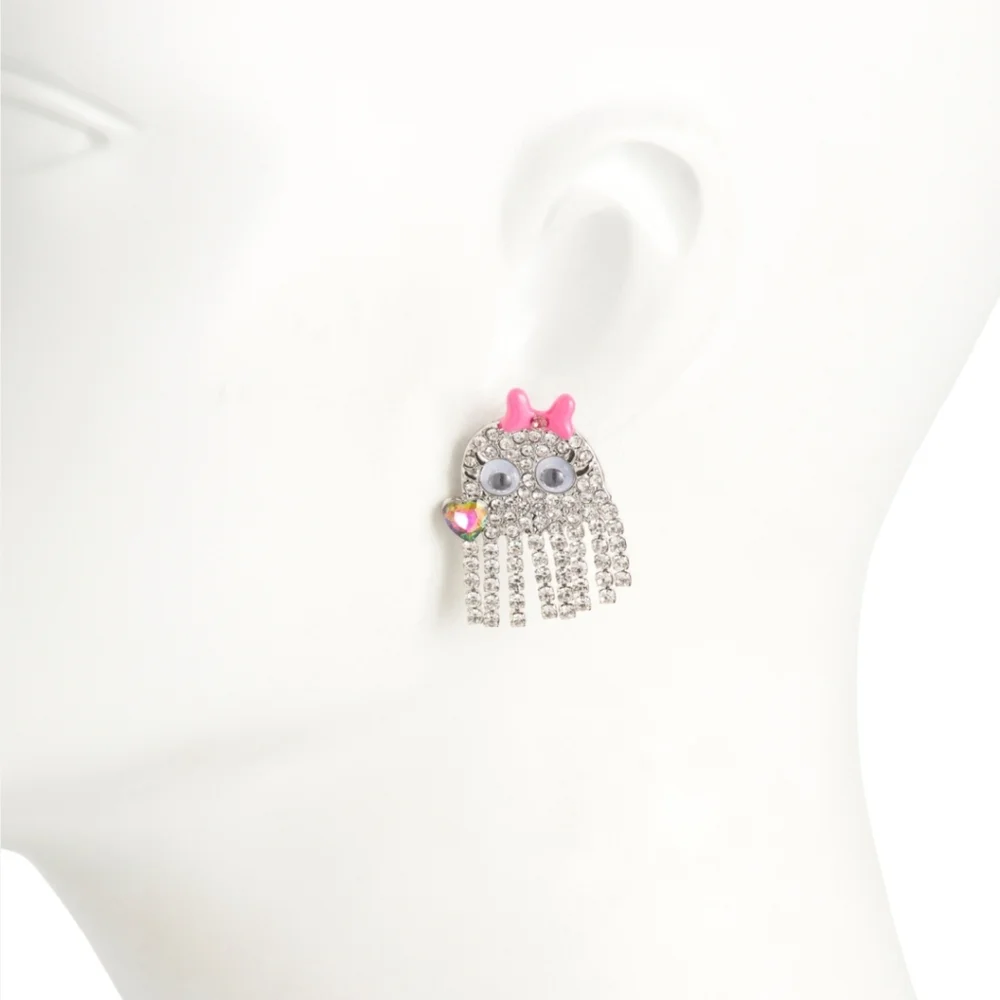Betsey Johnson Ghost Fringe drop earrings! NWT! - Picture 3 of 9
